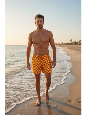Piyera Erkek Deniz Şortu Desenli Hızlı Kuruyan Lastikli Bel Bağcıklı Yazlık Plaj ŞORTU-6020