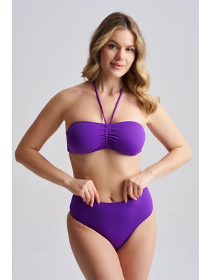 AQUAVİVA Aquaviva Kadın Adriana Straplez Push Up Boyundan Bağlamalı Bikini Takımı Mor