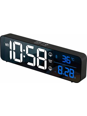 Mdstech Hd LED Aynalı Dijital Masa Saati Sıcaklık Tarih Alarm USB Şarjlı Elektronik Saat