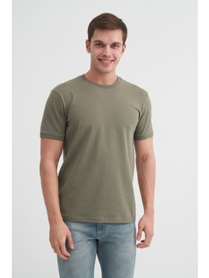 Cazador Erkek Haki Bisiklet Yaka T-Shirt 46200
