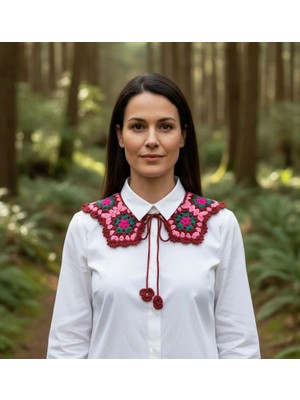 Gönülden Tasarım El Örgüsü Motifli Tasarım Kadın Gömlek Yaka Giyim Aksesuarı