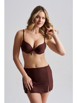 AQUAVİVA Aquaviva Kadın Samira Destekli Üç Parça Etekli Bikini Takımı Kahverengi