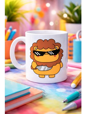 Youday Accessories Havalı Aslan Figürlü Porselen Kupa Model 94 – Eğlenceli Tasarım Ofis &amp; Ev Için Özel Kupa