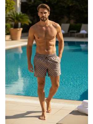 Piyera Erkek Deniz Şortu Desenli Hızlı Kuruyan Lastikli Bel Bağcıklı Yazlık Plaj ŞORTU-6020