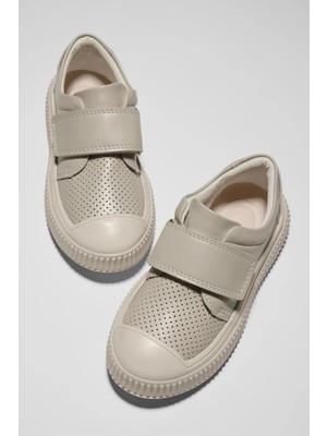 Tonny Black Çocuk Unisex Bej Çoçuk Cırtlı Rahat Kalıp Sneaker