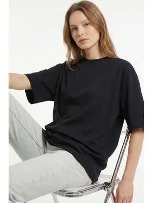 Rays Siyah Bisiklet Yaka Kısa Kol Tişört 6109