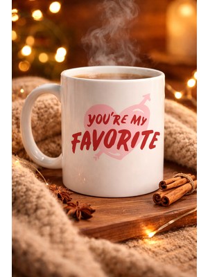 Youday Accessories You’re My Favorite Yazılı Porselen Kupa Model 13 - Sevgiliye Arkadaşa Özel Romantik Kahve Kupası - Hediye Fincan