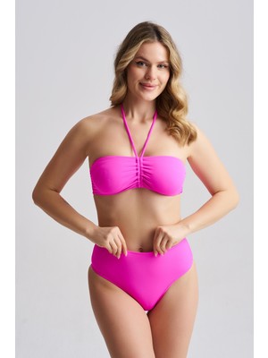 AQUAVİVA Aquaviva Kadın Adriana Straplez Push Up Boyundan Bağlamalı Bikini Takımı Fuşya