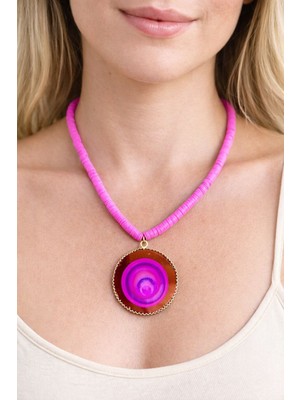 Gönülden Tasarım Fimo Boncuklu Akıtma Taşlı Kadın Kolye 20 cm