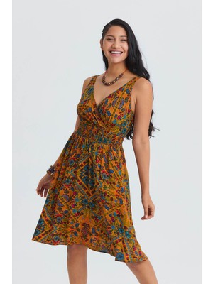 Los Banditos Bohem Tarz Kruvaze V Yaka Elbise