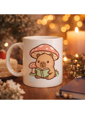 Youday Accessories Sevimli Kitap Okuyan Kapibara Desenli Porselen Kupa Model 97 – Sıcacık Tasarım, Kahve &amp; Çay Kupası, Hediye Fikri