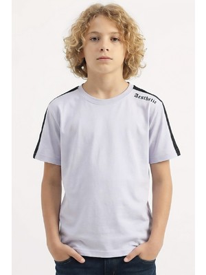 Modanino Erkek Çocuk Omuz Biyeli ve Yazılı T-Shirt 8-12 Yaş 12558