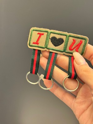 Gönülden Tasarım I Love You Yazıı Halkalı Arma Dikiş Aksesuarı 7x3 cm