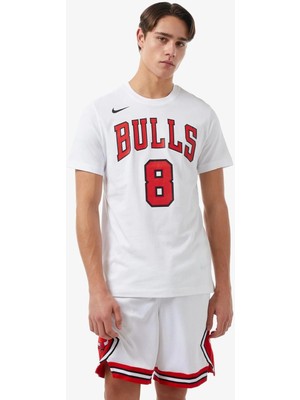 Nike Nba Chicago Bulls Lavine Unisex Tee Baskılı Erkek Günlük Tişört Beyaz