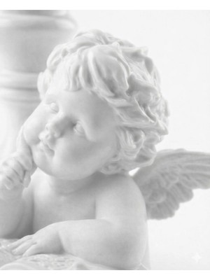 Beyaz Barok Melek Biblo Tealight Mumluk