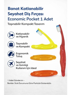Bezos Banat Katlanabilir Seyahat Diş Fırçası Economic Pocket 1 Adet Taşınabilir Kompakt Tasarım