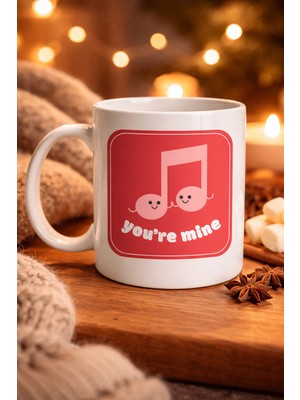 Youday Accessories You’re Mine Tasarımlı Porselen Kupa Model 20 – Sevgi Dolu Müzik Notalı Özel Tasarım Kupa