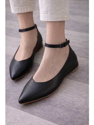 Gönülden Tasarım Bilek Bağlama Siyah Rahat Kadın Babet