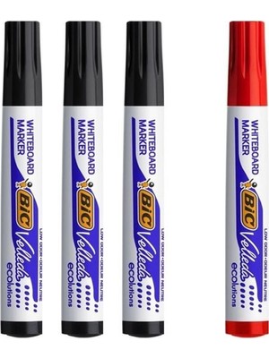 Bic Velleda 1701 Yazı Tahtası Kalemi Seti 5 Adet Siyah Kırmızı Renk Seçenekleriyle