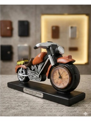 TeknoBeyza Dekoratif Nostaljik Motosiklet Tasarımlı Masa Saati – Retro Motor Figürlü Masa Üstü Saat, Ofis ve Ev Için Vintage Hediyelik Aksesuar
