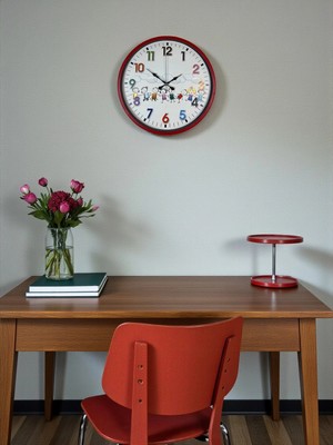 MegaSepet Mey Ithalat® 36 cm Kırmızı Çocuk Odası Duvar Saati