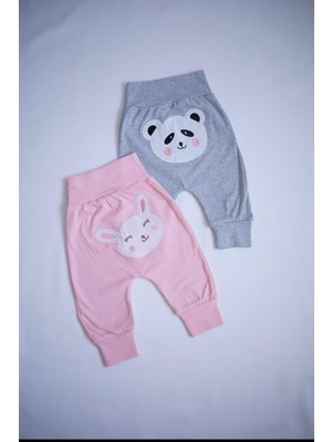 Softleaf Bebek Baskılı Şalvar Pantolon 2’li Set – Panda & Ayıcık