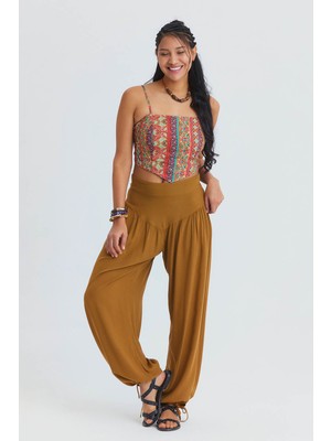 Los Banditos Rahat Kesim Paçası Büzgülü Kadın Yüksek Bel Pantolon