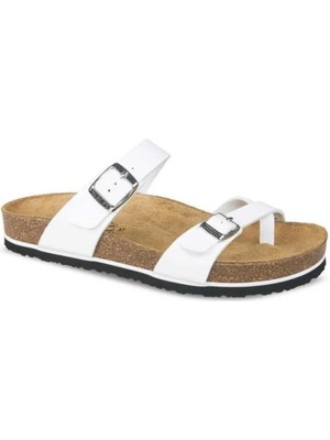 Ceyo 9910-Z34 Beyaz Mantar Taban Parmak Arası Anatomik Terlik