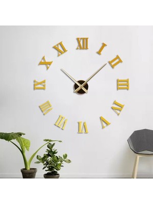 ForWhat Büro Ev Ofis Hediyesi Için 60-120CM Golden Roma Rakam Uygulama Duvar Saati