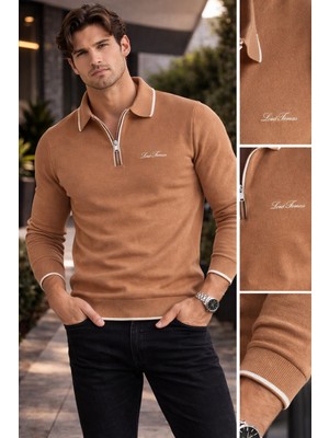 Loro Piana Polo Yaka Ferfuarlı Regülarfit Şeritli Triko Kazak
