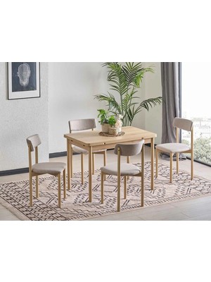 Dekorazi Perla Modern Açılır Fonksiyonlu Yonga Levha Masa Takımı 4 Sandalyeli 110x70x73 cm