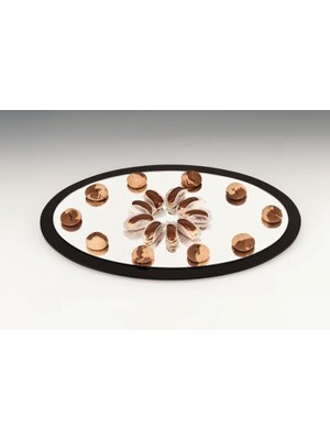 Biradlı Oval Aynalı Teşhir Tepsi
