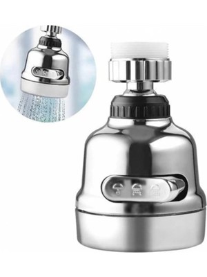 Moonshop Krom 3 Fonksiyonlu Mutfak Lavabo Başlığı 360 Derece Döner Tasarruflu Aparat Sert Plastik