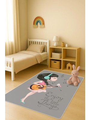 Dolce Mariee Modern Dijital Baskı Kaymaz Taban Çocuk ve Genç Odası Halısı H0611