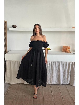 Nuvıraa Siyah Gipeli Brode Elbise