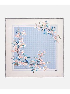 İpekyol Çiçek ve monogram baskılı ipek eşarp I00000082036028