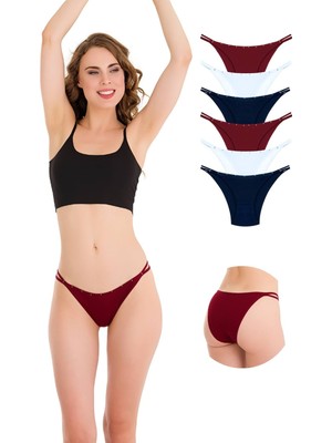 1025 Çift İp-Taş Detaylı  6'lı Bikini Külot Paketi