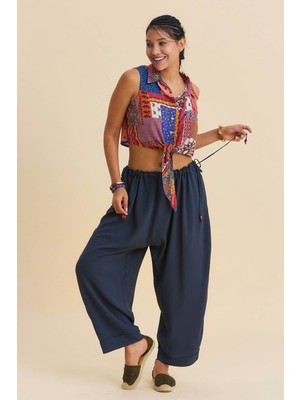 Los Banditos Ip Detaylı Beli Ayarlanabilir Kadın Salaş Pantolon