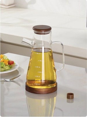 Mien Borosilikat Cam Ölçülü Yağlık / Sürahi – Ahşap Kapaklı