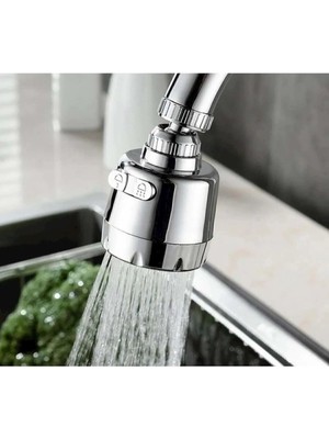 Moonshop Krom 3 Fonksiyonlu Mutfak Lavabo Başlığı 360 Derece Döner Musluk Ucu Modern Tasarım
