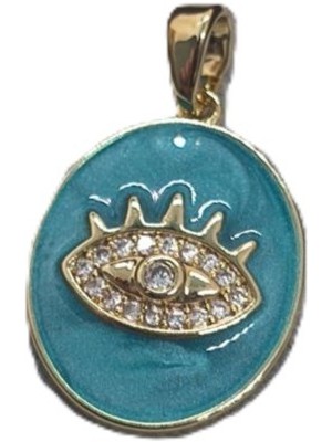 Museum Of You Kadın Kolye Ucu 14K Altın Kaplama Turkuaz Mineli Göz  - Zirkon Taşlı Nazar Kolye