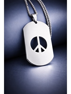 Künye Tasarım Paslanmaz Çelik Peace Sembol Kolye /barış Kolye