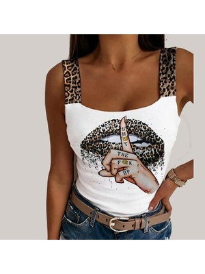 Etiler Collection Kadın Leopar Askılı Leopar Baskılı Mikro Kumaş Bluz