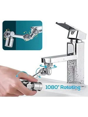 Moonshop 1080 Derece Dönen Musluk Ucu Musluk Başı Paslanmaz Çelik Malzeme ile Pratik Kullanım