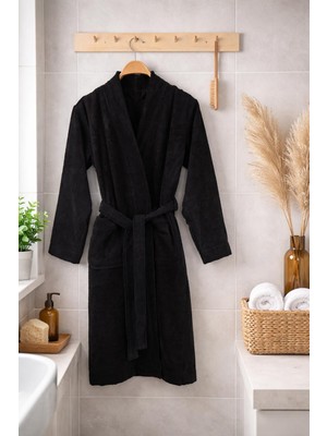 Baveno Home Pamuklu Yetişkin Unisex Kimono Cepli Bornoz Baveno