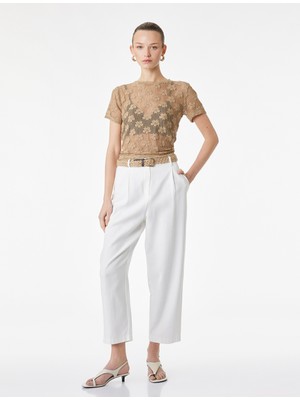 Koton Kemerli Düz Paça Cepli Rahat Kalıp Havuç Pantolon