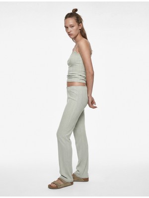 Koton Pamuklu Beli Lastikli Slim Fit Çizgili Pijama Altı