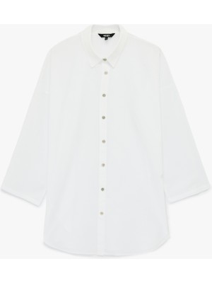 Koton Rahat Kalıp Pamuklu Uzun Kollu Gömlek Plaj Elbisesi