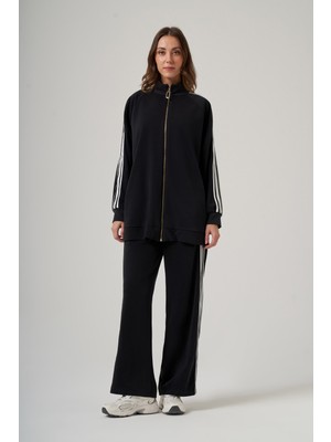 Nuss 1092 Şerit Detay Hakim Yaka Pantolonlu Takım