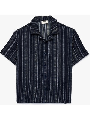 Koton Kısa Kollu Gölek Yaka Oversize Çizgili Tişört